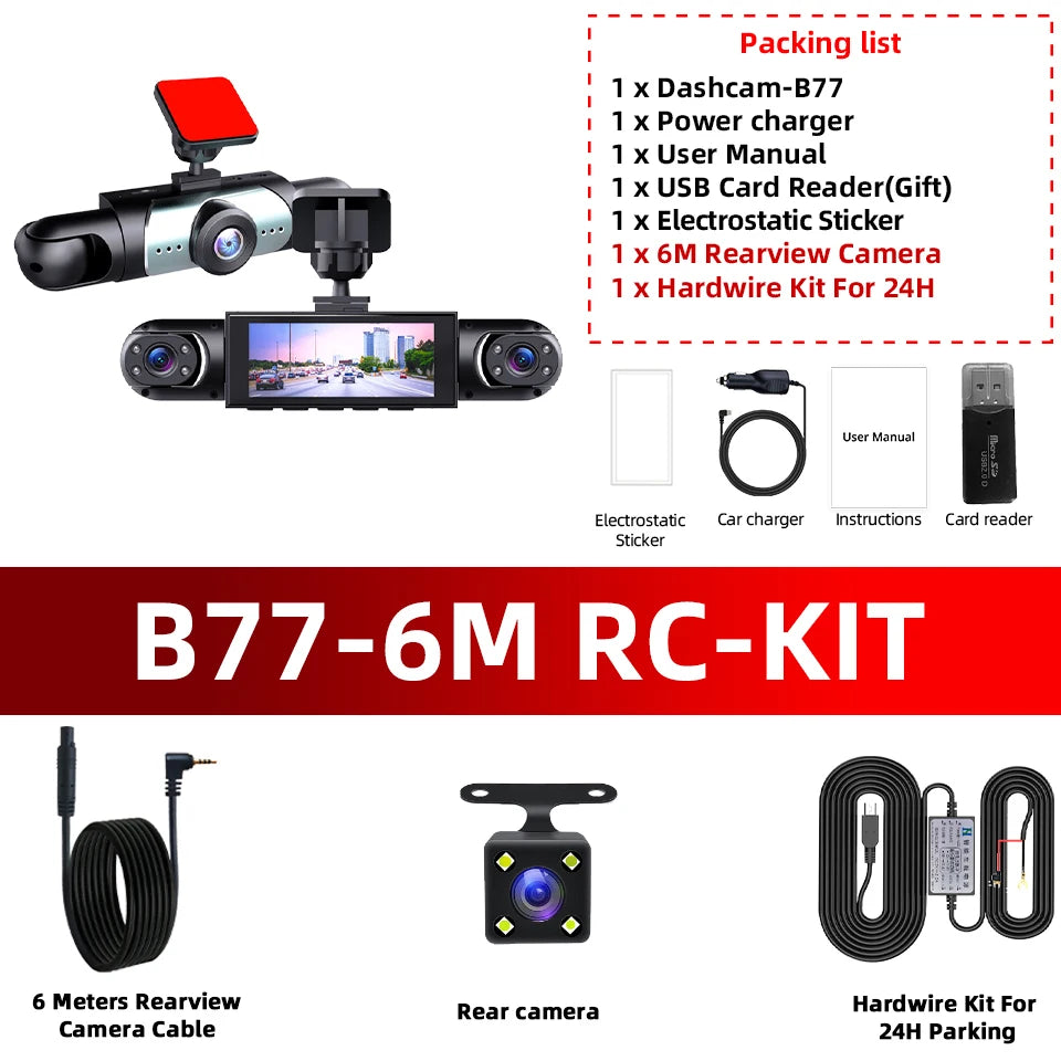 1080P Four-Channel DashCam Front Left Right Rear Car Camera Black Box Car DVR Video Recorder Night Vision 24H Parking