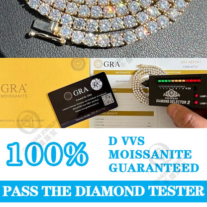 925 Silver D VVS Moissanite Tennis Bracelet Iced Out Moissanite Diamond Bracelet Gold Plated 3 - 6.5mm Luxury Tennis Chain