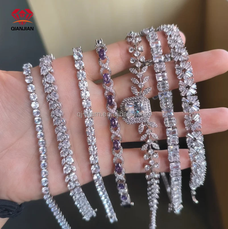 925 Silver D VVS Moissanite Tennis Bracelet Iced Out Moissanite Diamond Bracelet Gold Plated 3 - 6.5mm Luxury Tennis Chain