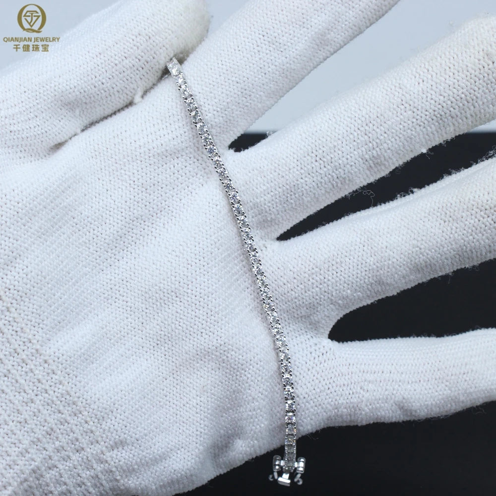 925 Silver D VVS Moissanite Tennis Bracelet Iced Out Moissanite Diamond Bracelet Gold Plated 3 - 6.5mm Luxury Tennis Chain