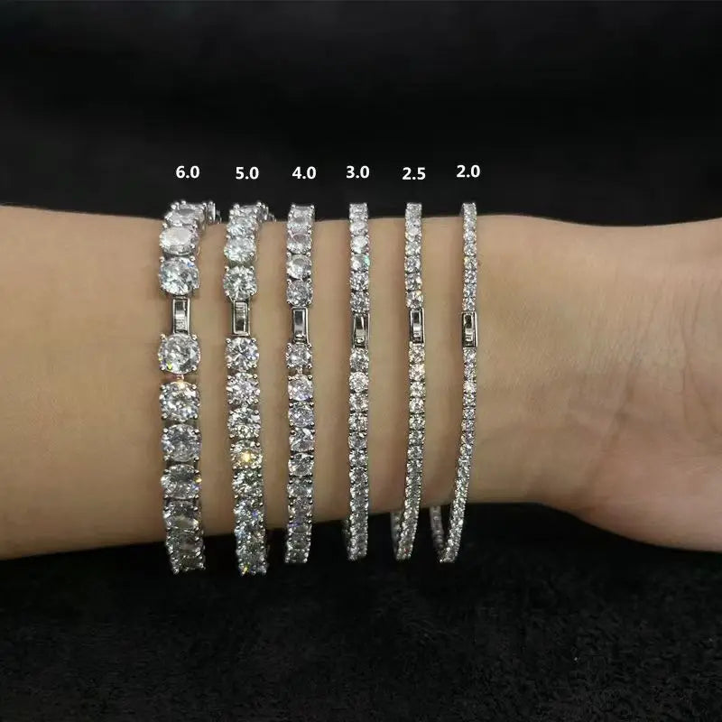 925 Silver D VVS Moissanite Tennis Bracelet Iced Out Moissanite Diamond Bracelet Gold Plated 3 - 6.5mm Luxury Tennis Chain