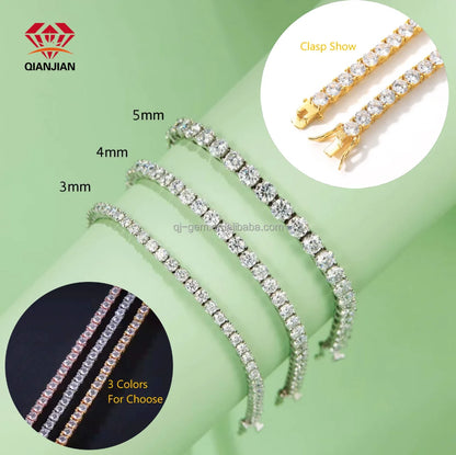925 Silver D VVS Moissanite Tennis Bracelet Iced Out Moissanite Diamond Bracelet Gold Plated 3 - 6.5mm Luxury Tennis Chain