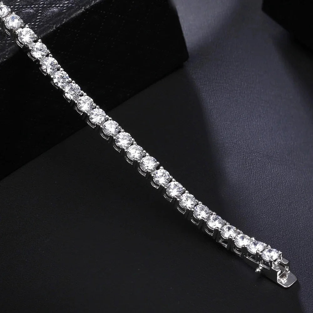 925 Silver D VVS Moissanite Tennis Bracelet Iced Out Moissanite Diamond Bracelet Gold Plated 3 - 6.5mm Luxury Tennis Chain