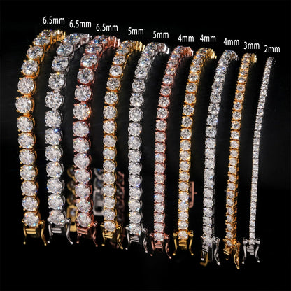 2-6.5mm Moissanite Tennis Chain 925 Silver Women Men