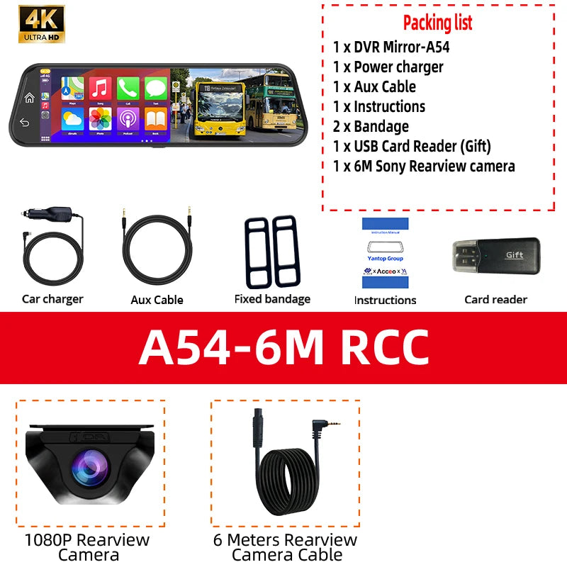 4K WiFi Car DVR Carplay Android Support GPS 24 Hours Parking Monitoring Dash Cam HD Night Vision Car Video Recorder