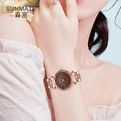 Luxury Ladies' Dress Watch with All-Star Design,Stylish Stainless Steel,Elegant Waterproof Quartz Watch,Comes with Watch Box