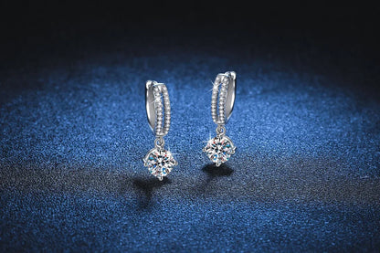 14K White Gold AU585 Platinum PT950 Earrings moissanite earrings classic four claw D color 1 carat earrings for women