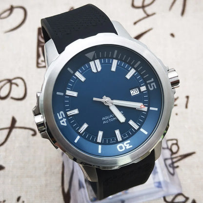 Luxury Men Automatic 47mm Watches Mechanical Blue Stainless Steel Sport Black Rubber Strap Luminous Dial NH35 Movement