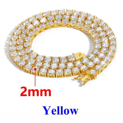 2-6.5mm Moissanite Tennis Chain 925 Silver Women Men
