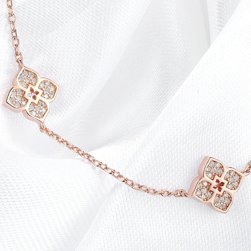 Smyoue 18k Plated Flower Moissanite Choker Necklace for Women Girls Neck Chain Sparkling 925 Sterling Silver Jewelry Pendant