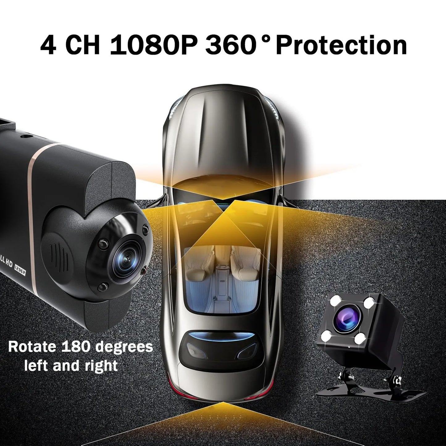 4 Cameras Dash Cam Car DVR WiFi HD 1080P Video Recorder 4 Channel Front Rear View Night Vision Black Box DVR For Vehicle Safety