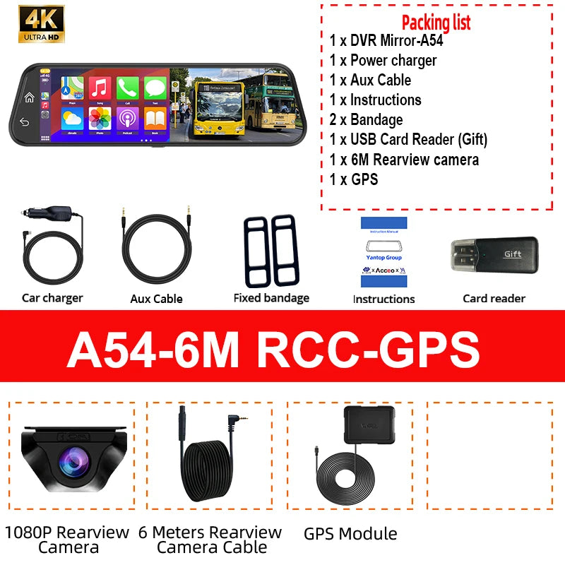 4K WiFi Car DVR Carplay Android Support GPS 24 Hours Parking Monitoring Dash Cam HD Night Vision Car Video Recorder
