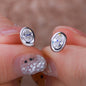 18K Gold Plated 0.5/1ct Moissanite Stud Earring for Women Bezel Set Oval Cut Lab Grown Diamond 925 Silver Jewelry With Certified