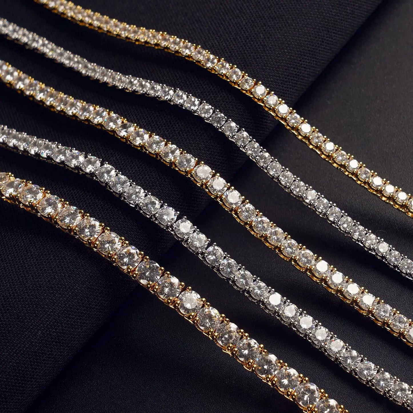 2-6.5mm Moissanite Tennis Chain 925 Silver Women Men