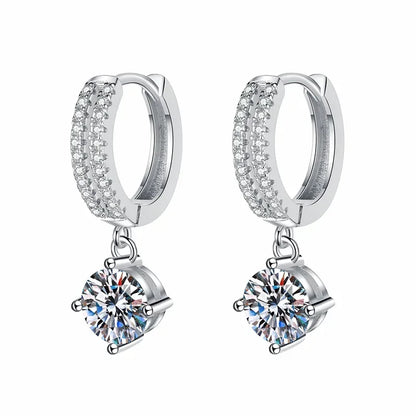 14K White Gold AU585 Platinum PT950 Earrings moissanite earrings classic four claw D color 1 carat earrings for women