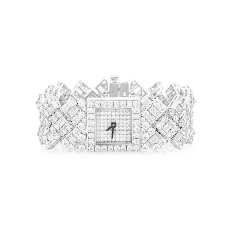 Bellux Luxury Diamond Inlaid Square Watches with Exquisite Temperament Versatile and Fashionable White Watch for Women