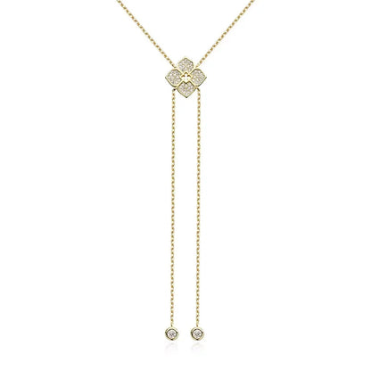 Smyoue Full Moissanite Necklaces Sparkling Flowers Long Chain Wedding Girls Gift Lab Diamond Pendant 925 Sterling Silver Jewelry
