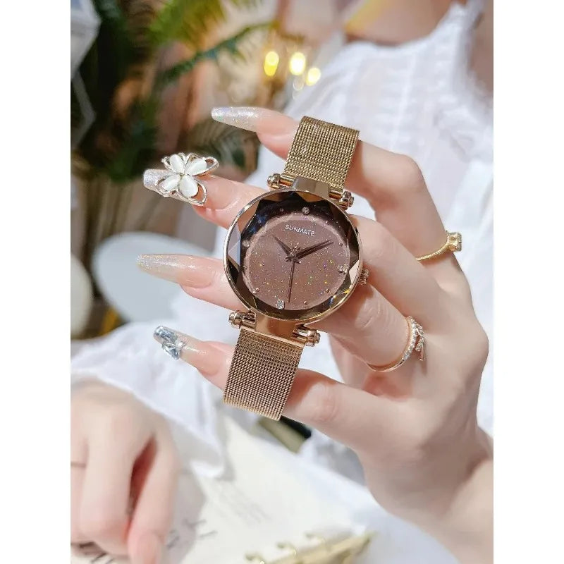 Luxury Ladies' Dress Watch with All-Star Design,Stylish Stainless Steel,Elegant Waterproof Quartz Watch,Comes with Watch Box