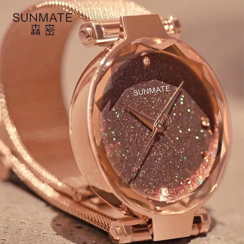 Luxury Ladies' Dress Watch with All-Star Design,Stylish Stainless Steel,Elegant Waterproof Quartz Watch,Comes with Watch Box