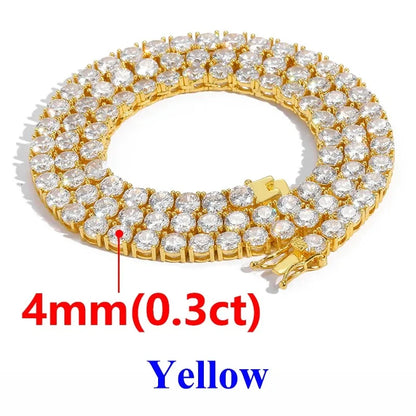 2-6.5mm Moissanite Tennis Chain 925 Silver Women Men