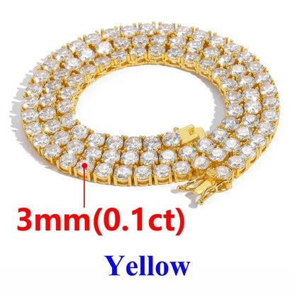 2-6.5mm Moissanite Tennis Chain 925 Silver Women Men