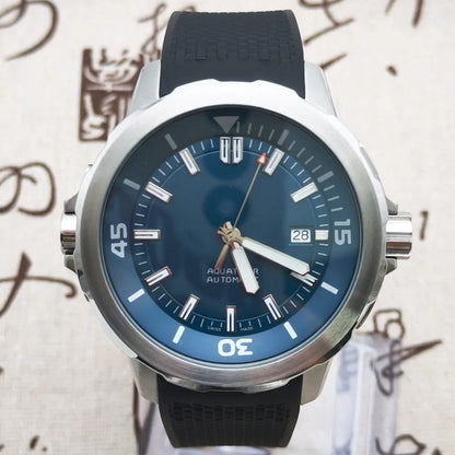 Luxury Men Automatic 47mm Watches Mechanical Blue Stainless Steel Sport Black Rubber Strap Luminous Dial NH35 Movement