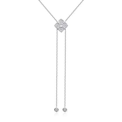 Smyoue Full Moissanite Necklaces Sparkling Flowers Long Chain Wedding Girls Gift Lab Diamond Pendant 925 Sterling Silver Jewelry