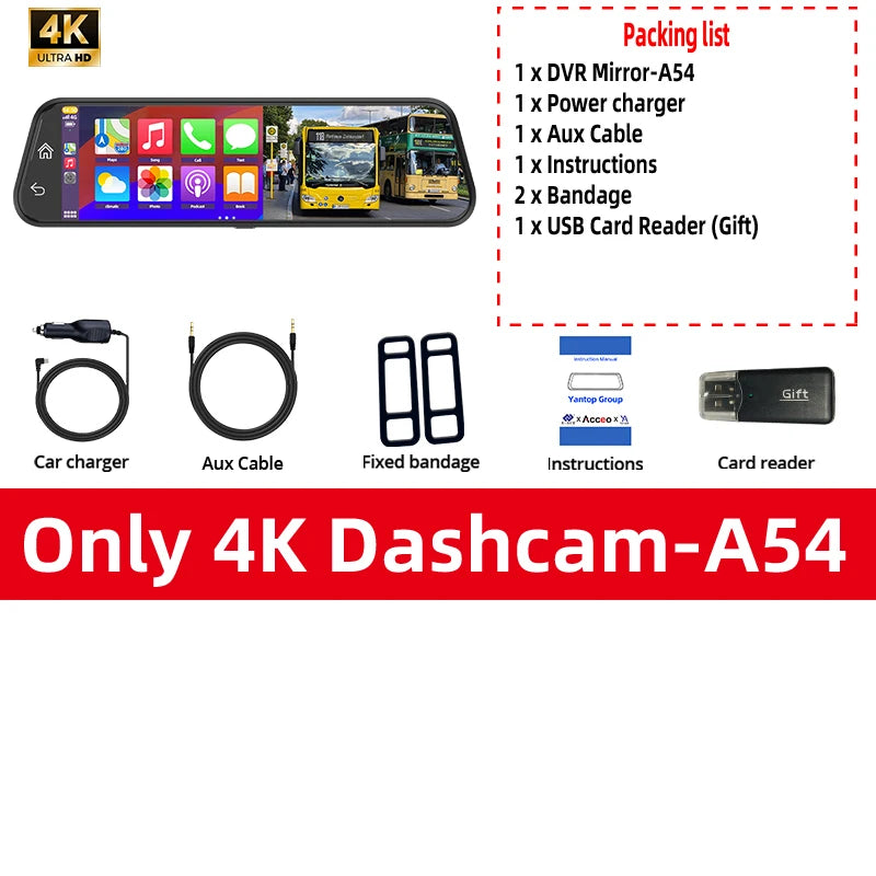 4K WiFi Car DVR Carplay Android Support GPS 24 Hours Parking Monitoring Dash Cam HD Night Vision Car Video Recorder