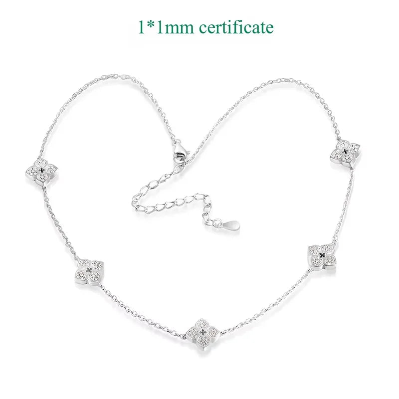 Smyoue 18k Plated Flower Moissanite Choker Necklace for Women Girls Neck Chain Sparkling 925 Sterling Silver Jewelry Pendant