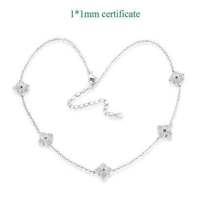 Smyoue 18k Plated Flower Moissanite Choker Necklace for Women Girls Neck Chain Sparkling 925 Sterling Silver Jewelry Pendant