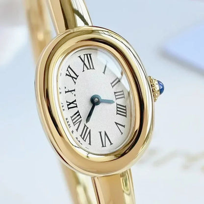 Luxury 17mm Women Ladies Quartz Watches Premium Brushed Silver Gold White Rome Stainless Steel Band Wristwatch Gifts