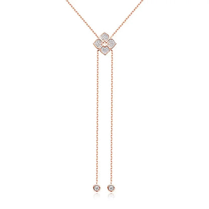 Smyoue Full Moissanite Necklaces Sparkling Flowers Long Chain Wedding Girls Gift Lab Diamond Pendant 925 Sterling Silver Jewelry