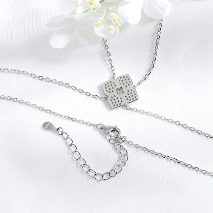 Smyoue Full Moissanite Necklaces Sparkling Flowers Long Chain Wedding Girls Gift Lab Diamond Pendant 925 Sterling Silver Jewelry