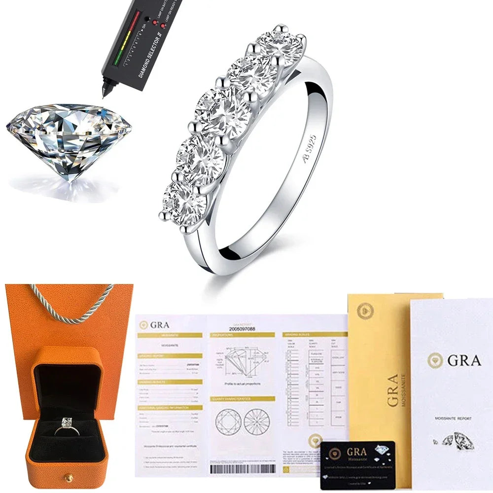 Round Moissanite Luxury Wedding 925 Sterling Silver Jewelry Wholesale
