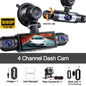 Dash Cam Vehicle DVR Video Recorder 4 Cameras for Cars Black Box Front Rear Internal Night Vision Loop Recording Dashcam Car 360