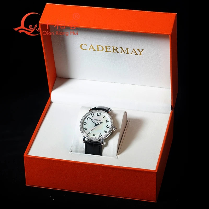Luxury Men's Mechanical Wristwatch Natural Shell Luminous Hands with White Moissanite - Elegant Jewelry Timepiece for Gentlemen