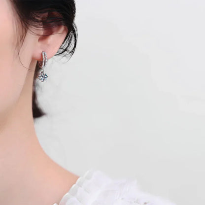 14K White Gold AU585 Platinum PT950 Earrings moissanite earrings classic four claw D color 1 carat earrings for women