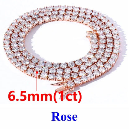 2-6.5mm Moissanite Tennis Chain 925 Silver Women Men
