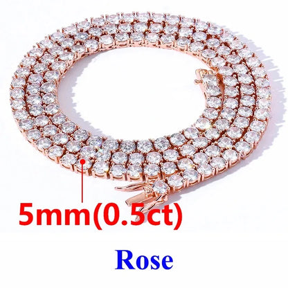 2-6.5mm Moissanite Tennis Chain 925 Silver Women Men