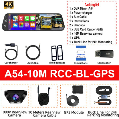 4K WiFi Car DVR Carplay Android Support GPS 24 Hours Parking Monitoring Dash Cam HD Night Vision Car Video Recorder