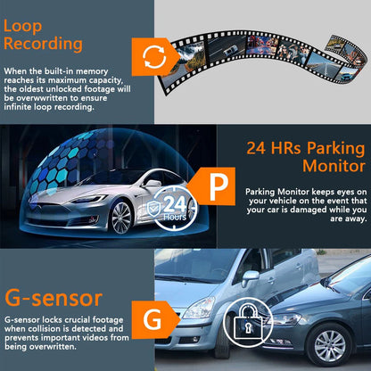 Dash Cam Vehicle DVR Video Recorder 4 Cameras for Cars Black Box Front Rear Internal Night Vision Loop Recording Dashcam Car 360