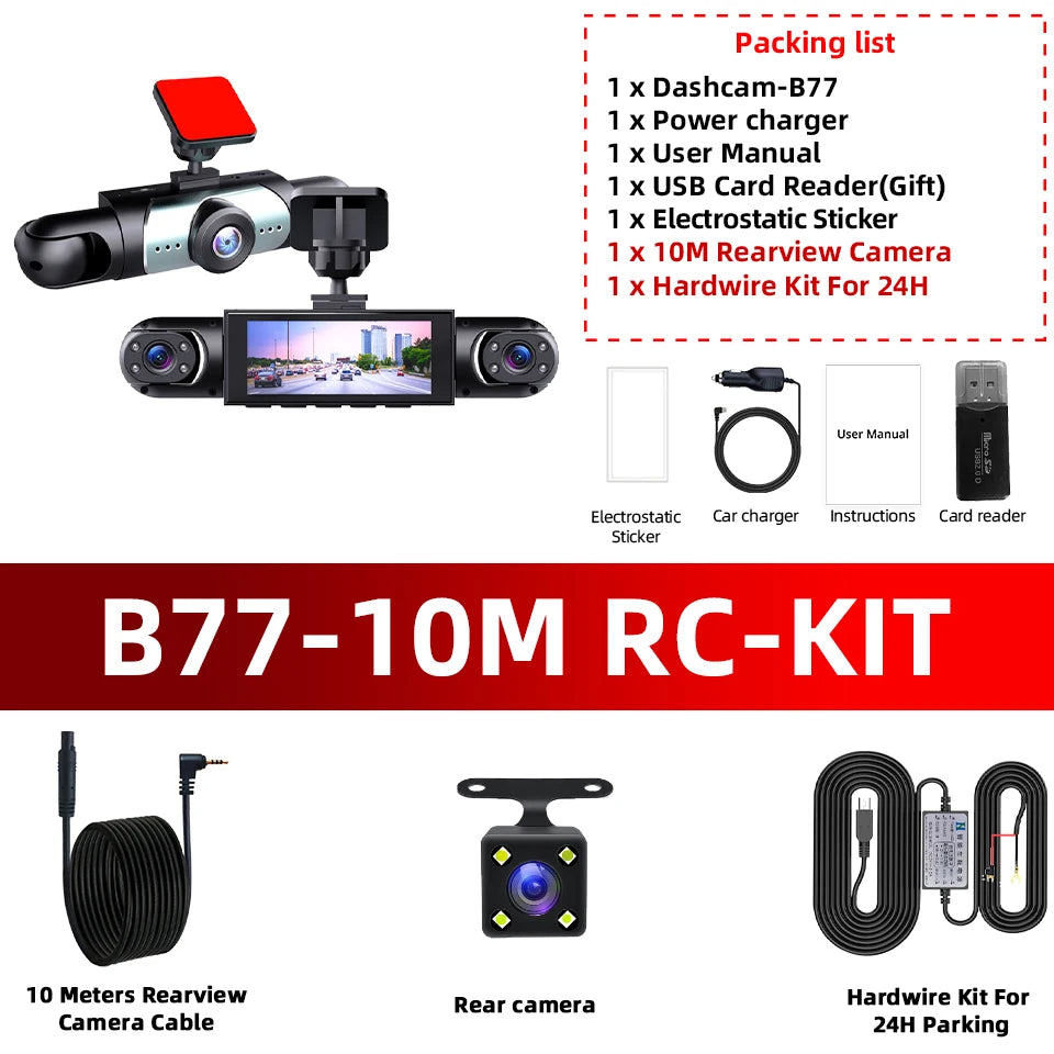 1080P Four-Channel DashCam Front Left Right Rear Car Camera Black Box Car DVR Video Recorder Night Vision 24H Parking