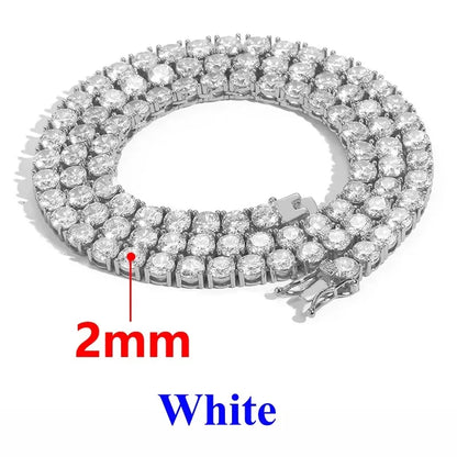 2-6.5mm Moissanite Tennis Chain 925 Silver Women Men