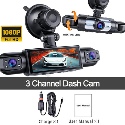 Dash Cam Vehicle DVR Video Recorder 4 Cameras for Cars Black Box Front Rear Internal Night Vision Loop Recording Dashcam Car 360