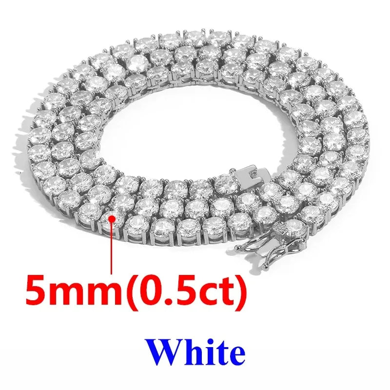 2-6.5mm Moissanite Tennis Chain 925 Silver Women Men