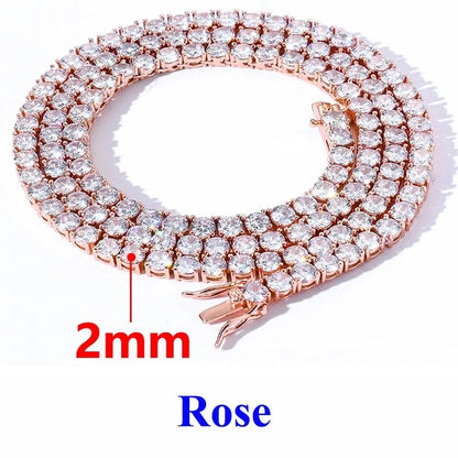 2-6.5mm Moissanite Tennis Chain 925 Silver Women Men