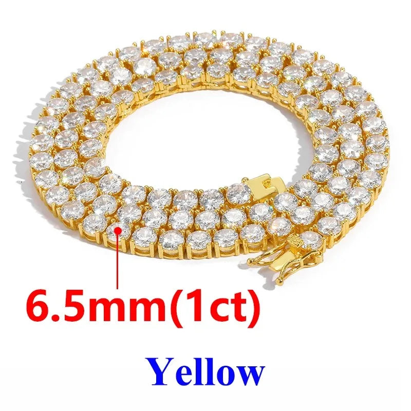 2-6.5mm Moissanite Tennis Chain 925 Silver Women Men