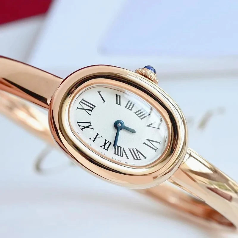 Luxury 17mm Women Ladies Quartz Watches Premium Brushed Silver Gold White Rome Stainless Steel Band Wristwatch Gifts