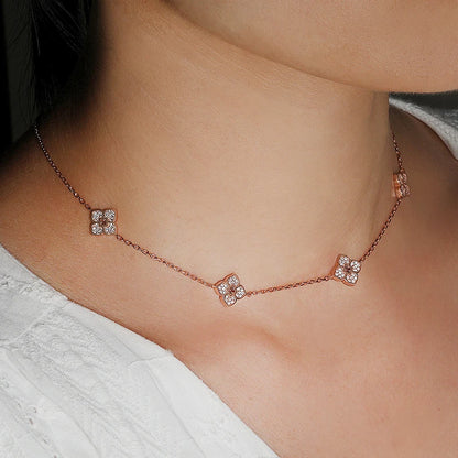 Smyoue 18k Plated Flower Moissanite Choker Necklace for Women Girls Neck Chain Sparkling 925 Sterling Silver Jewelry Pendant