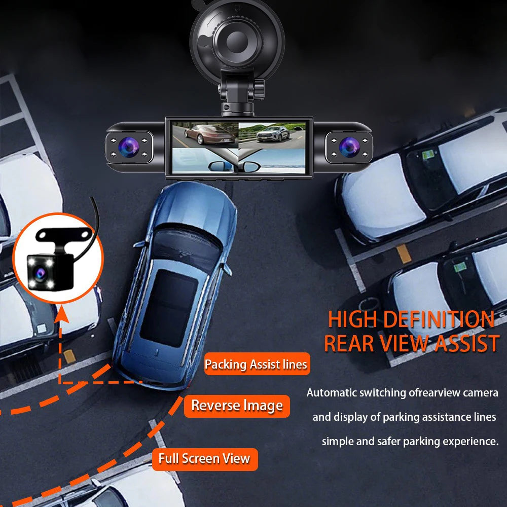 Dash Cam Vehicle DVR Video Recorder 4 Cameras for Cars Black Box Front Rear Internal Night Vision Loop Recording Dashcam Car 360